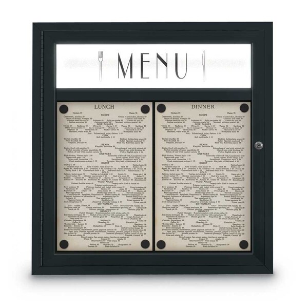Sliding Door Indoor Enclosed Corkboard, 7, UV9003ACS-BLACK-SURF